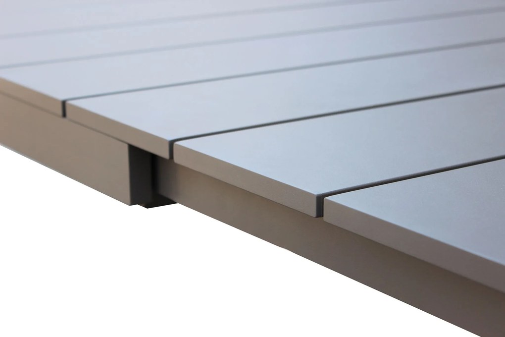 ALASKA - set tavolo in alluminio cm 214/280 x 100 x 75,5 h con 8 poltrone Aulus