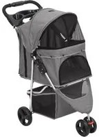 Passeggino per Cani Pieghevole Grigio 80x46x98cm Tessuto Oxford 172197