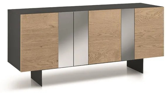 Madia in legno 180 cm 3 ante Rovere con specchio 2 piedini - ROMEO