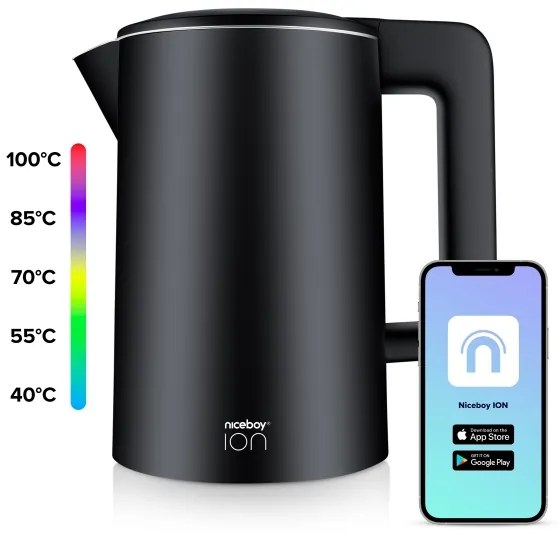 Niceboy ION SmartKettle - Bollitore smart con termoregolazione 1,7 l 2200W/230V nero