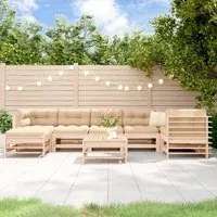 Set Divani da Giardino 8 pz con Cuscini in Legno Massello 3185857