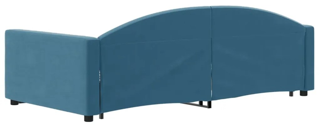 Divano letto estraibile con cassetti blu 90x200 cm in velluto