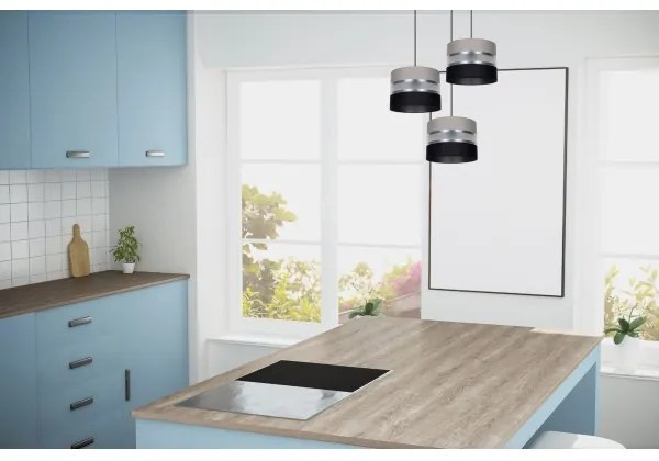 Lampadario a sospensione con filo CORAL 3xE27/60W/230V nero/grigio/cromo diametro 45 cm