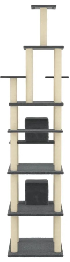 Albero per gatti con tiragraffi in sisal grigio scuro 216 cm