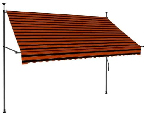 Tenda da Sole Retrattile Manuale LED 250 cm Arancione e Marrone