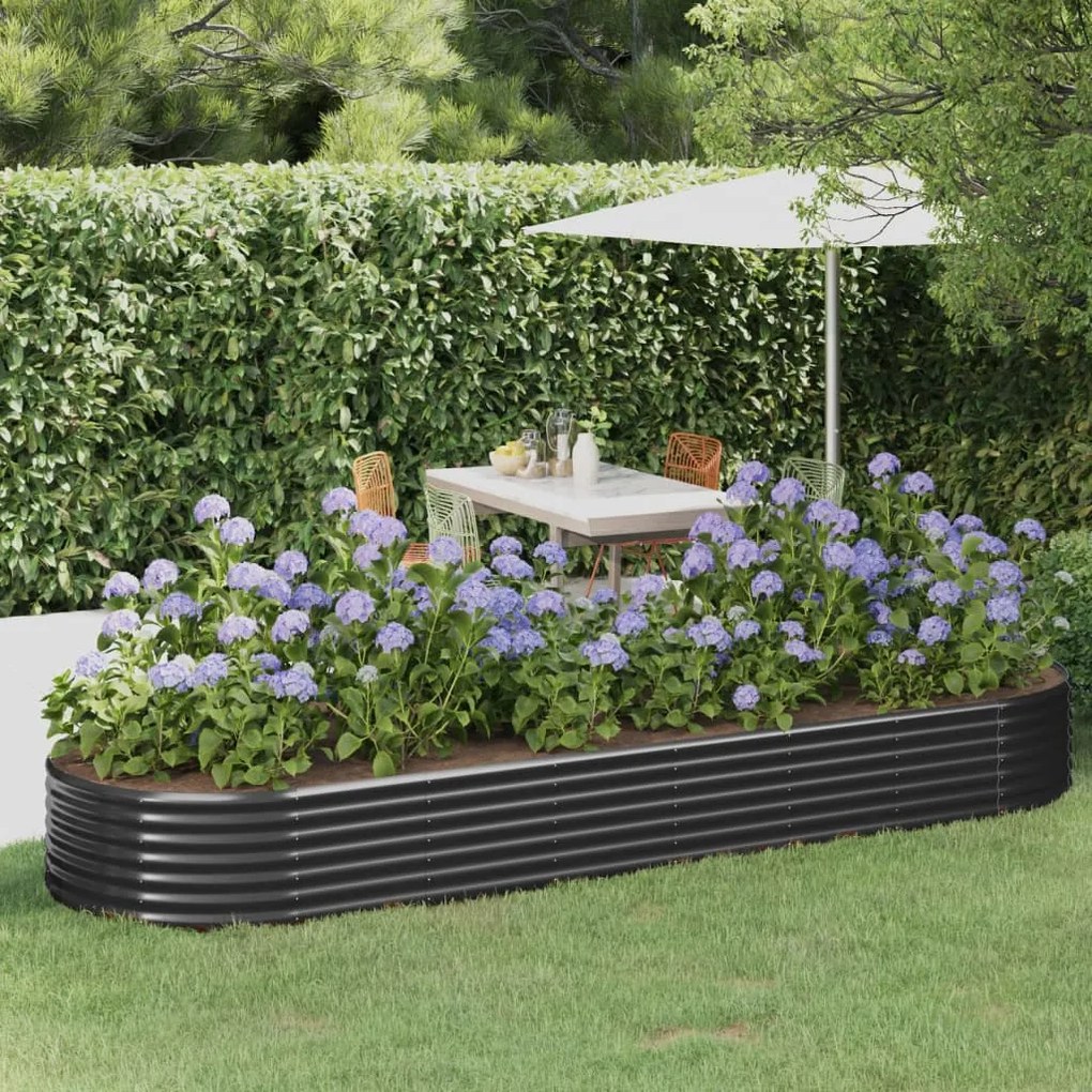Letto Da Giardino İn Acciaio A Polvere 322x100x36 Cm Antracite /