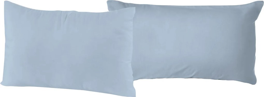 Coppia di Federe 52x82 cm in Cotone Tinta Unita Azzurro...