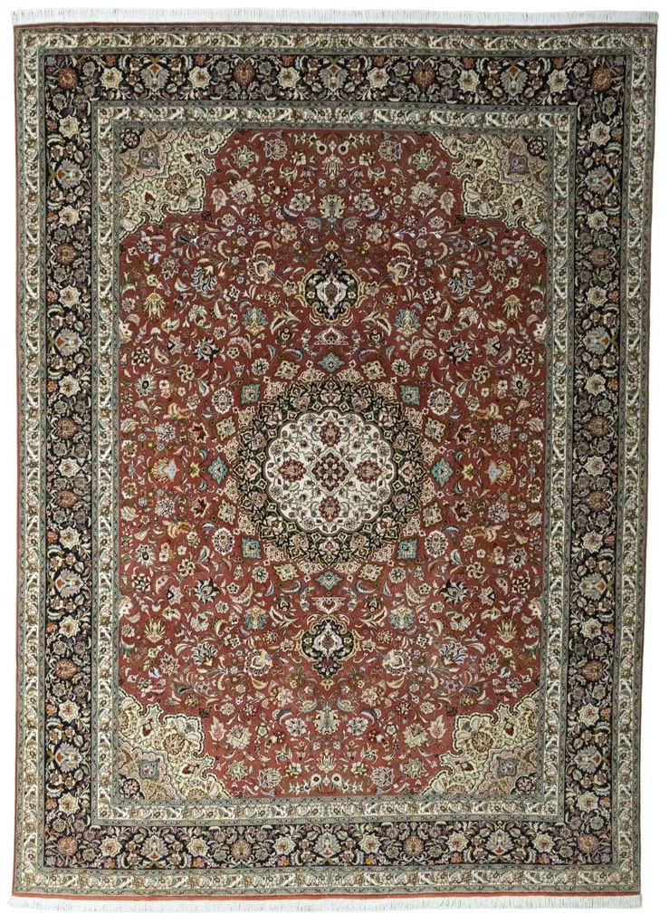 Tabriz Tappeto 260 x 350 Rosso (Iran) Annodato A Mano