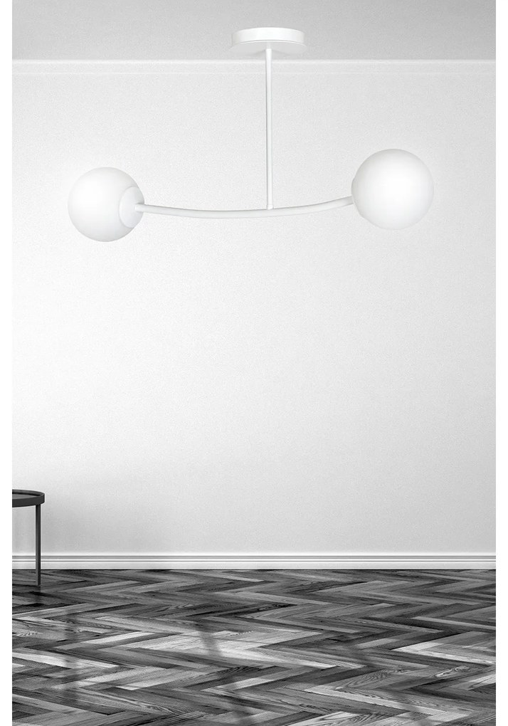 Plafoniera Contemporaneo Krishna Acciaio Bianco 2 Luci E14 Ip20