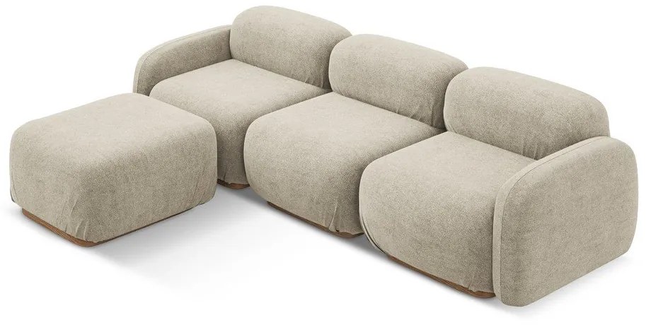 Divano angolare componibile beige con rivestimento in bouclé Ailani – Makamii