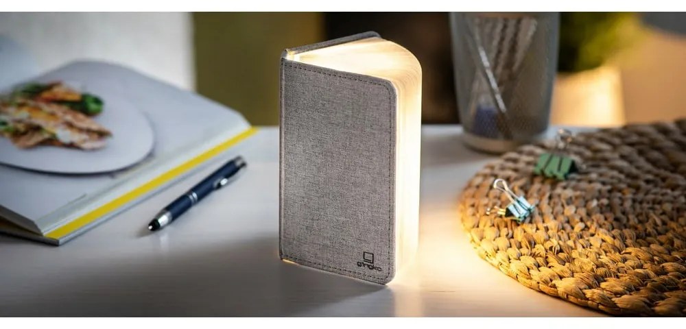 Decorazione luminosa grigia con ricarica USB Booklight – Gingko