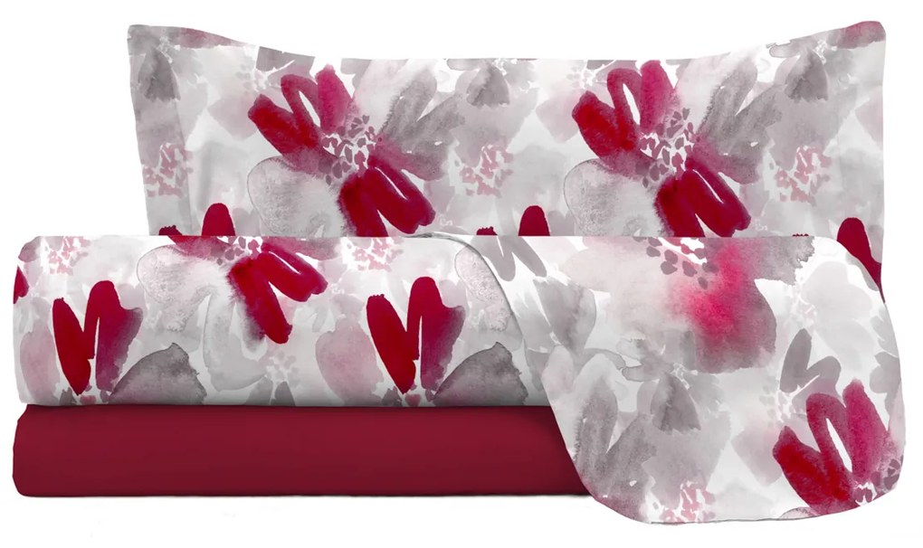 Completo letto singolo fiori rossi Passion Datex