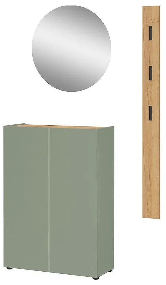 Set di mobili da ingresso verde chiaro con effetto rovere 104x200x33 cm Alviano – Germania