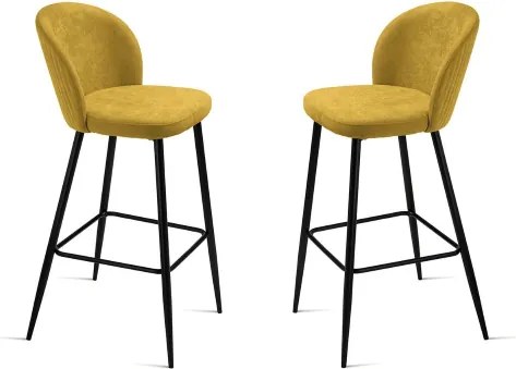 Sgabello in tesssuto Giallo con struttura in metallo MEGGIE 2 pezzi