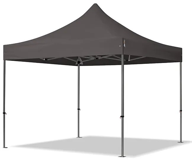 TOOLPORT 3x3m gazebo pieghevole con laterali (finestre panoramiche), PREMIUM acciaio, grigio scuro - (600023)