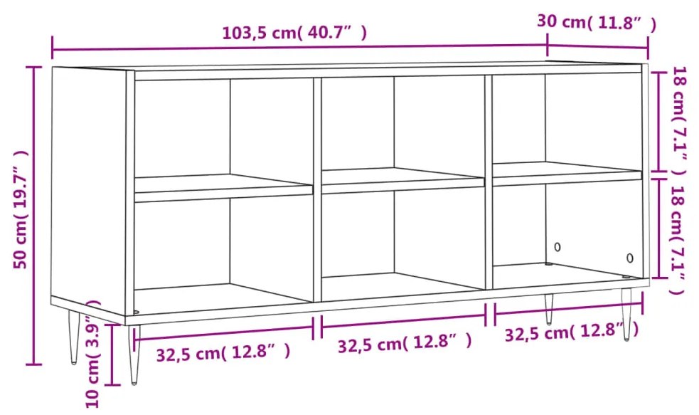 Mobile Porta TV Nero 103,5x30x50 cm in Legno Multistrato