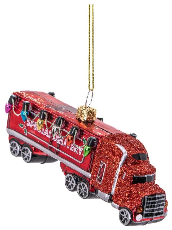 Decorazione per albero di natale in vetro fatta a mano 4,5 cm Red Truck – Sass &amp; Belle