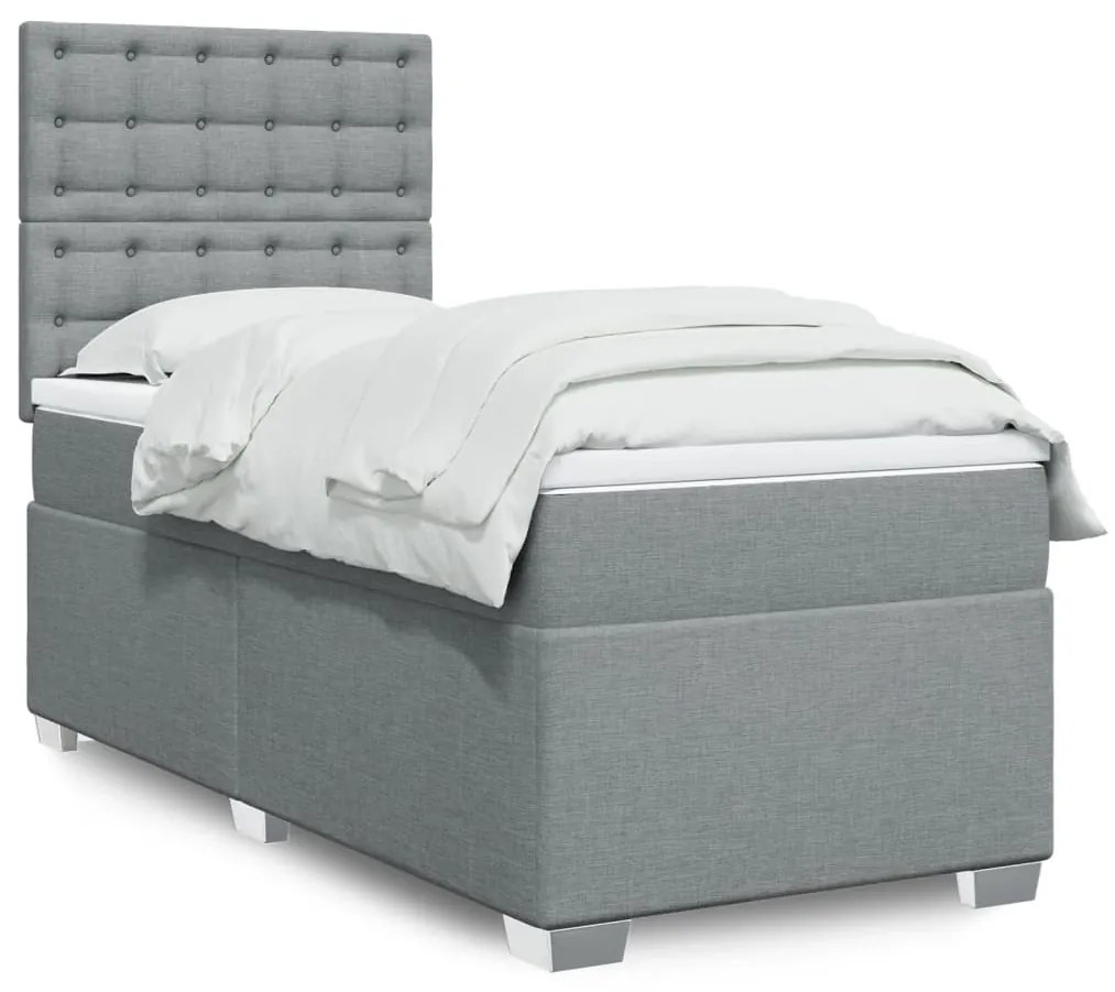 Giroletto A Molle Con Materasso Grigio Chiaro 80x200 Cm Tessuto /