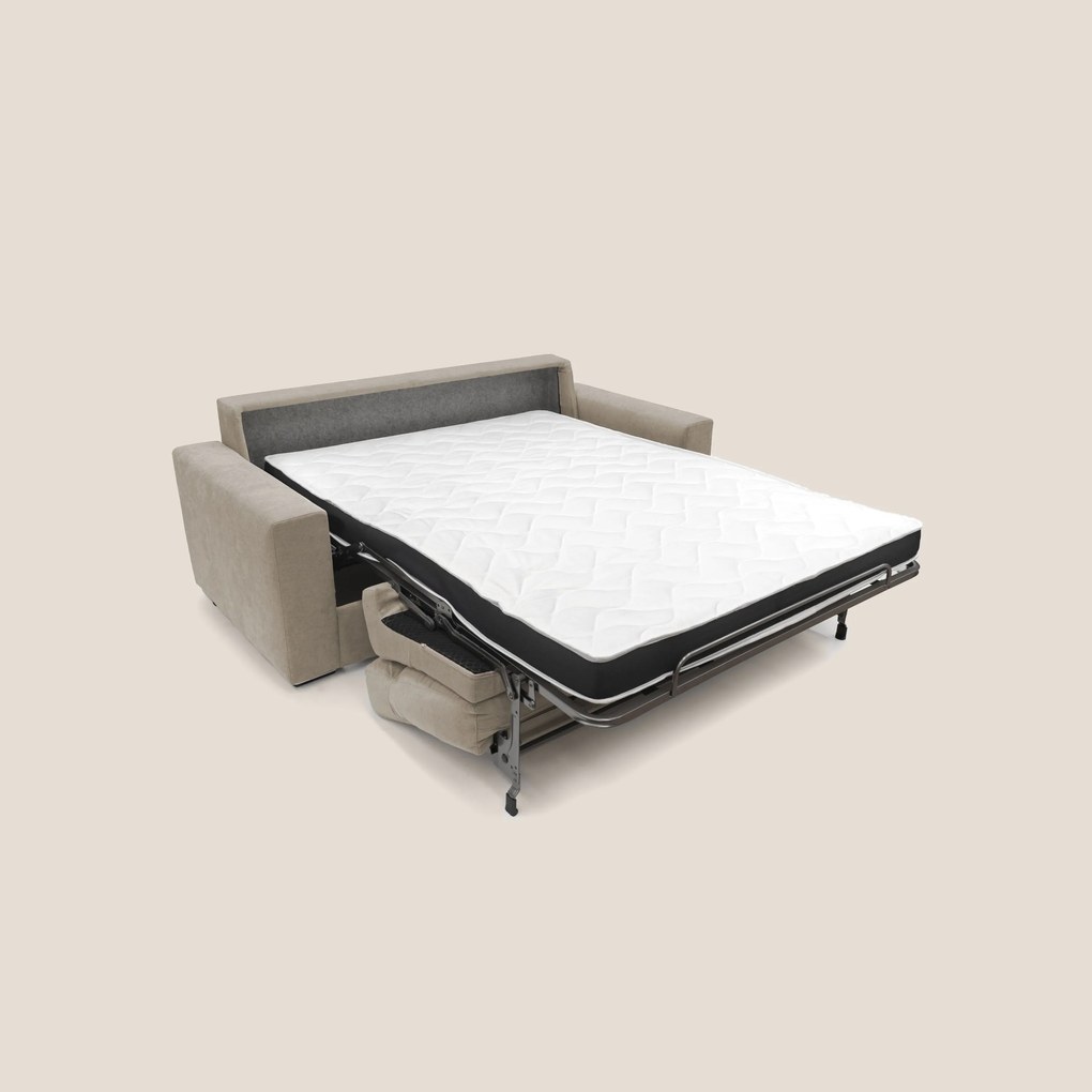 Nikita Divano letto matrimoniale con schienale morbido alto e rivestimento T02 beige