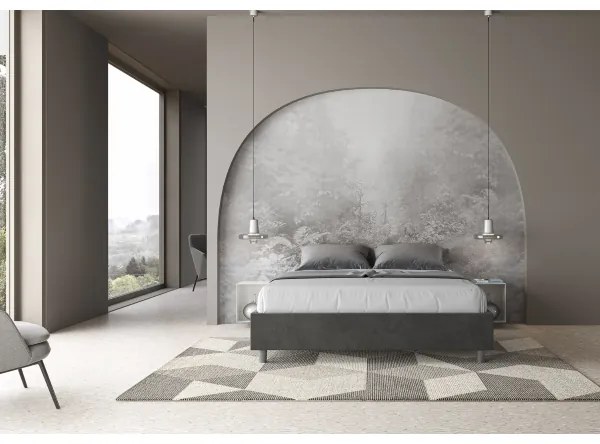 Letto matrimoniale e rete 160x200 in microfibra grigio Azelia
