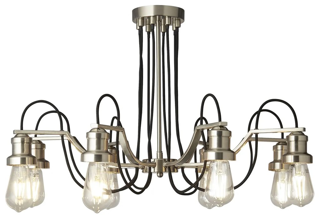 Lampadario Contemporaneo Olivia Acciaio Argento 8 Luci E27