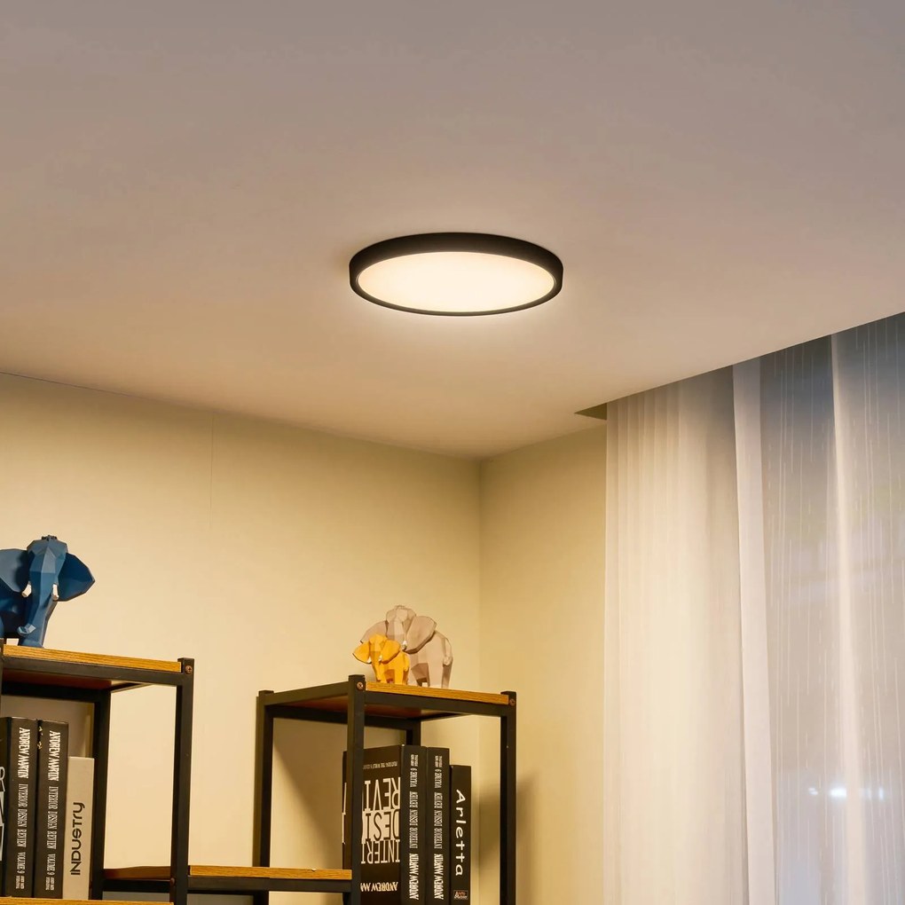 Plafoniera a LED Pravin Lindby, Nero, Soggiorno / Sala da pranzo, Plastica, Moderno, Plafoniera LED
