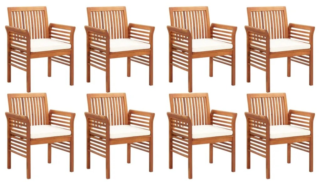 Set da pranzo da giardino 9 pz con cuscini massello di acacia