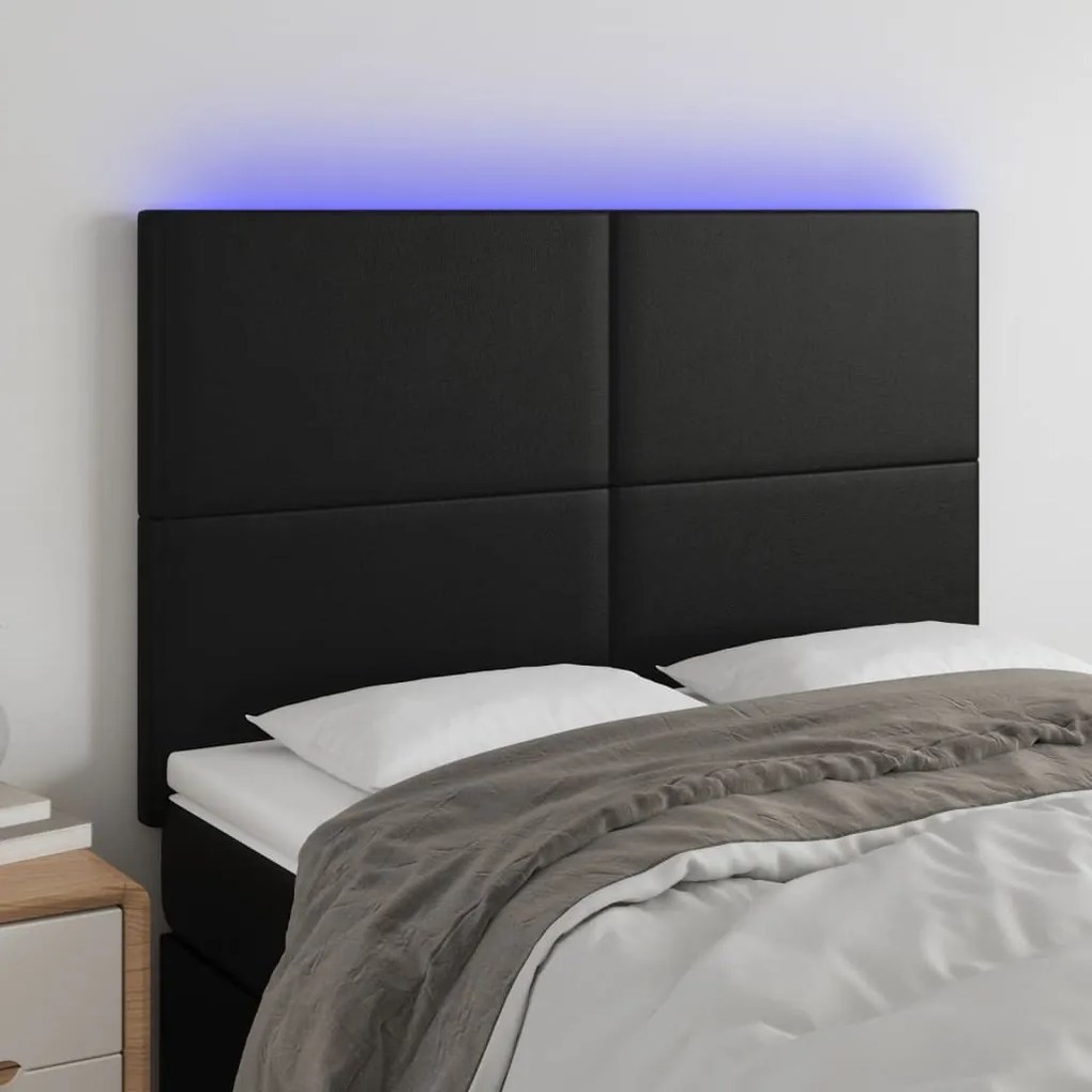 Testiera A Led Nera 144x5x118/128 Cm İn Similpelle /