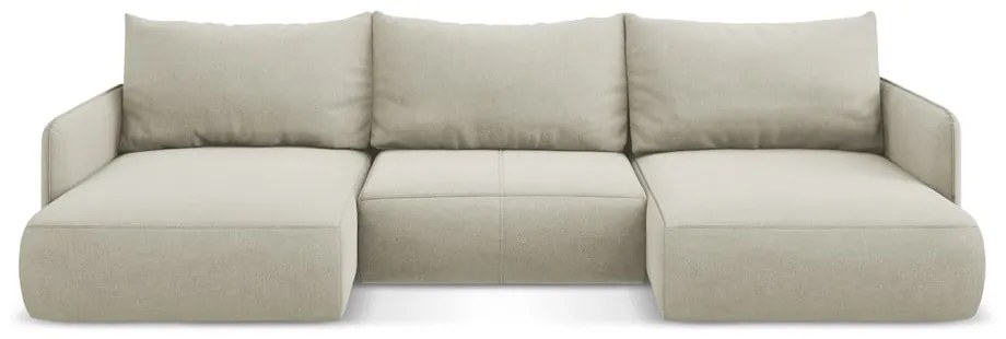 Divano angolare color crema allungabile/con contenitore Nanea – Makamii