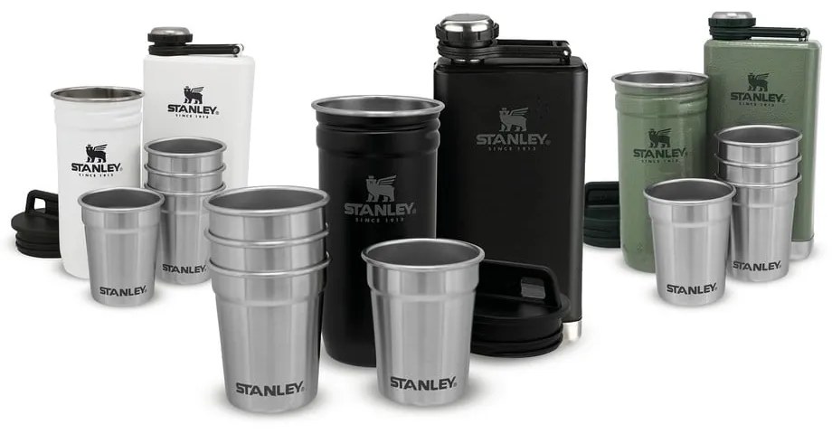 Set di fiaschette e bicchierini nero in acciaio inox 6 pz 250 ml Adventure Black – Stanley