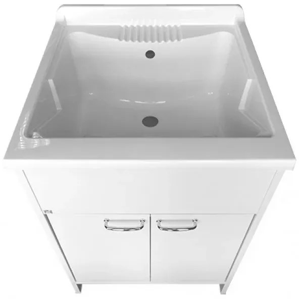 Mobile lavatoio 60x60 cm vasca in resina con asse e kit di scarico