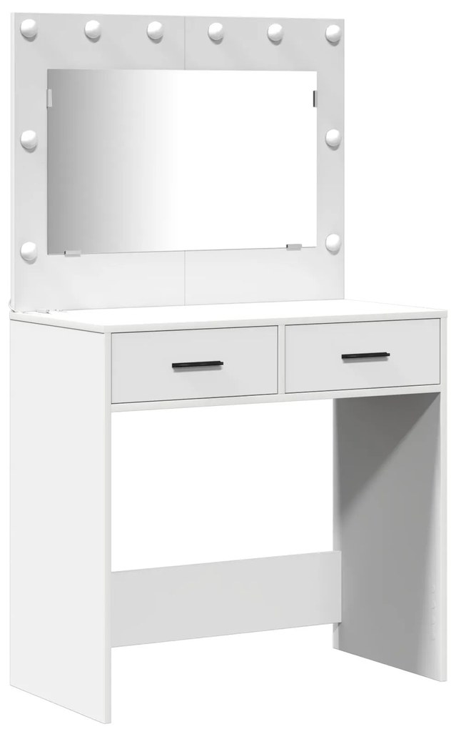 Set toeletta a 2 pezzi con led in legno bianco ingegnerizzato