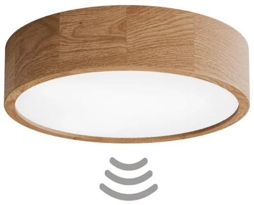 Plafoniera con sensore CLEO 3xE27/24W/230V Ø 37,5 cm rovere