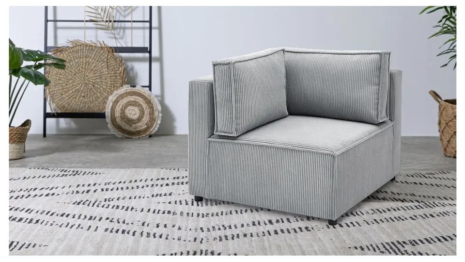 Modulo divano in velluto a coste variabile grigio chiaro Nihad modular - Bobochic Paris