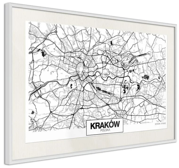 Poster  City Map: Cracow  Cornice Quadri Cornice d'oro, Larghezza x Altezza Home decor 90x60