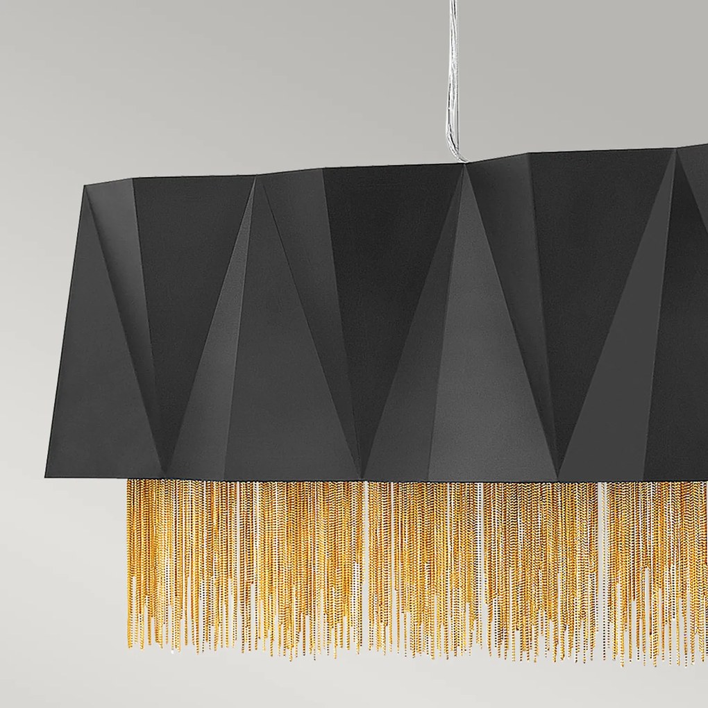 Lampadario Contemporaneo Zuma Acciaio Nero Satinato Oro 6 Luci E27