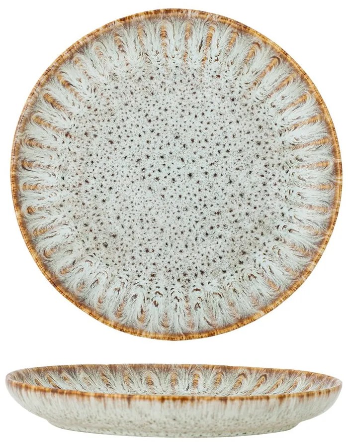 Piatto da portata blu e beige in gres ø 17 cm Fleur – Bloomingville