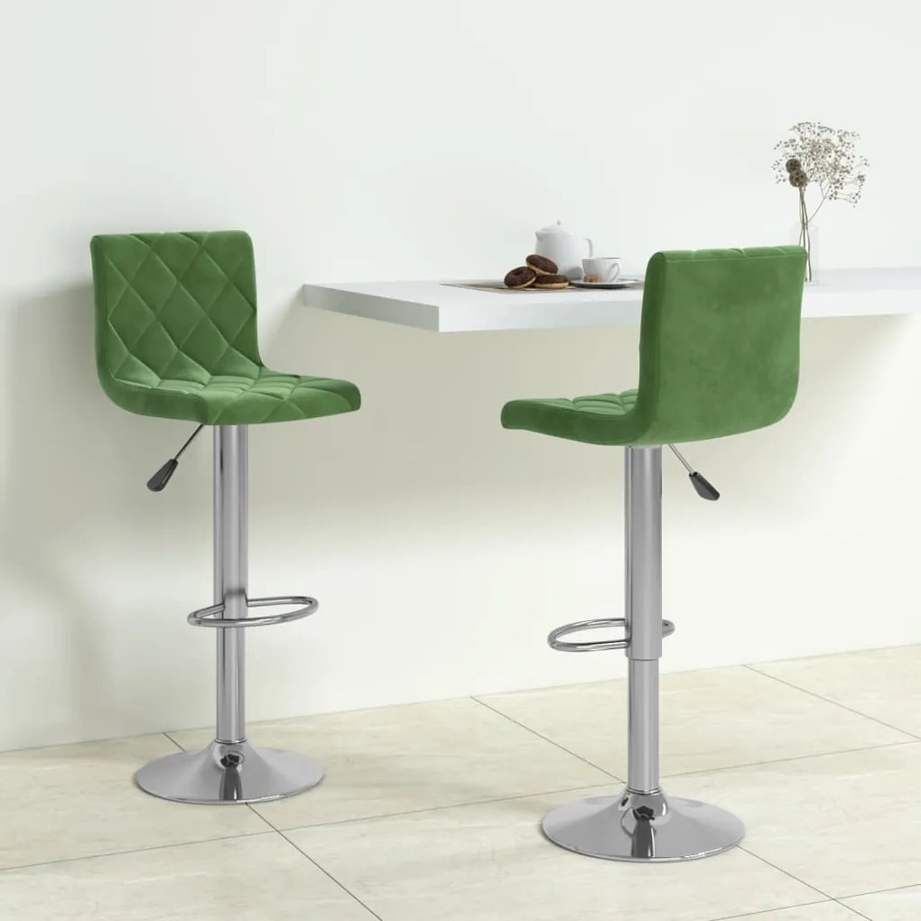 Sgabelli Da Bar 2 Pz Verde Scuro İn Velluto /