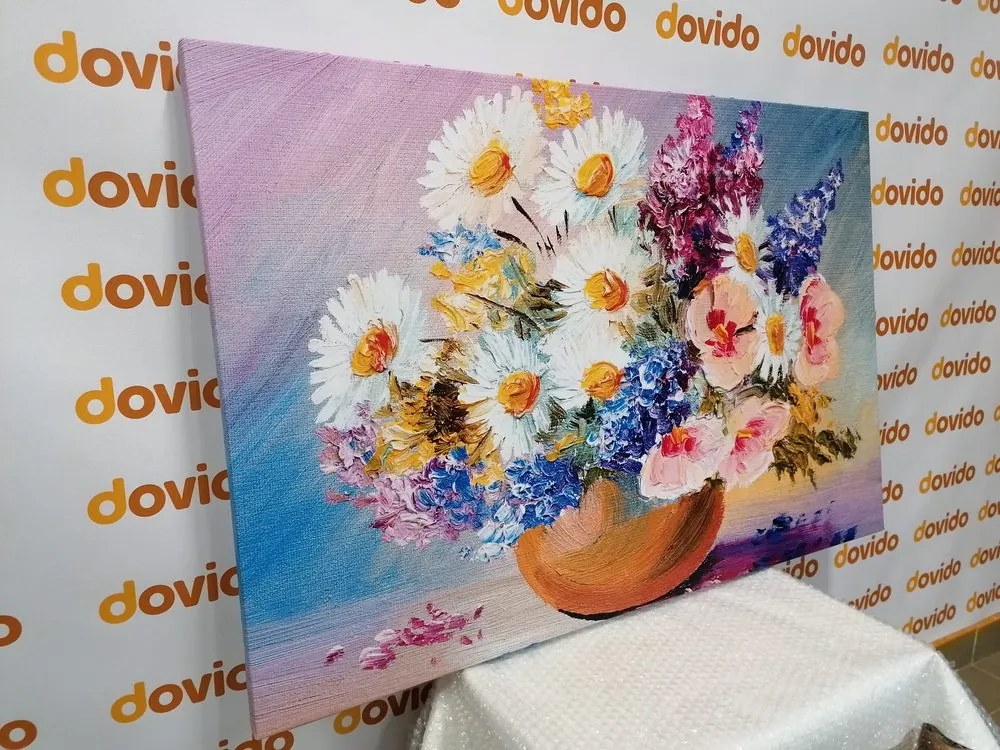 Quadro su tela – Dipinto a olio di fiori estivi