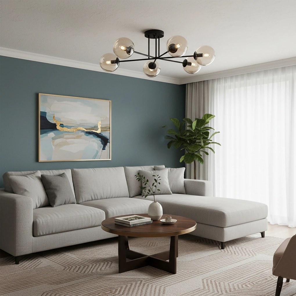 Lampadario da soffitto BRENDI 6B con sfere Miele - E14