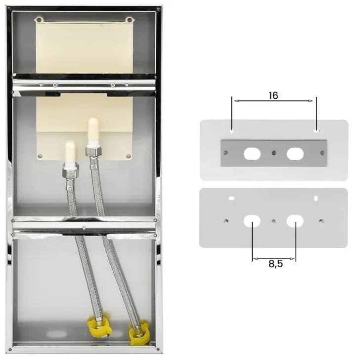 Soffione doccia a sbalzo 22x50 cm cromato in acciaio inox con cascata