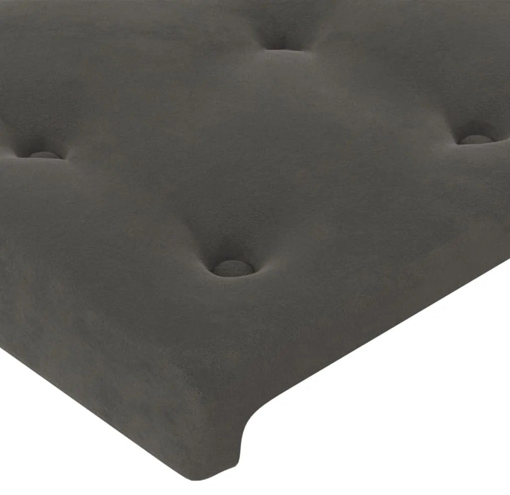 Testiera ad orecchio grigio scuro 163x16x78/88 cm in velluto