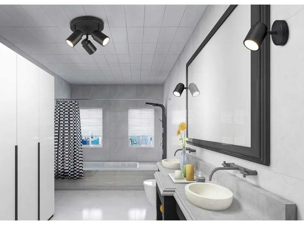 Faretto in metallo nero opaco 10x9 cm Angelo - Trio