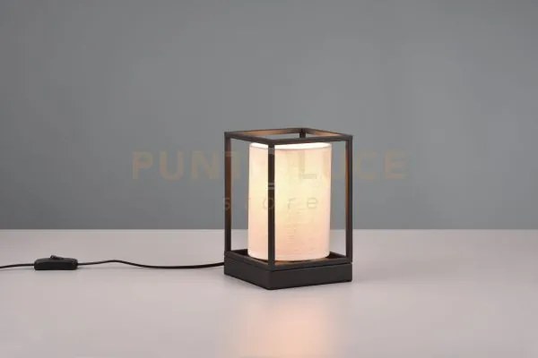Ross lampada da tavolo struttura metallo nero paralume tortora h. 22cm