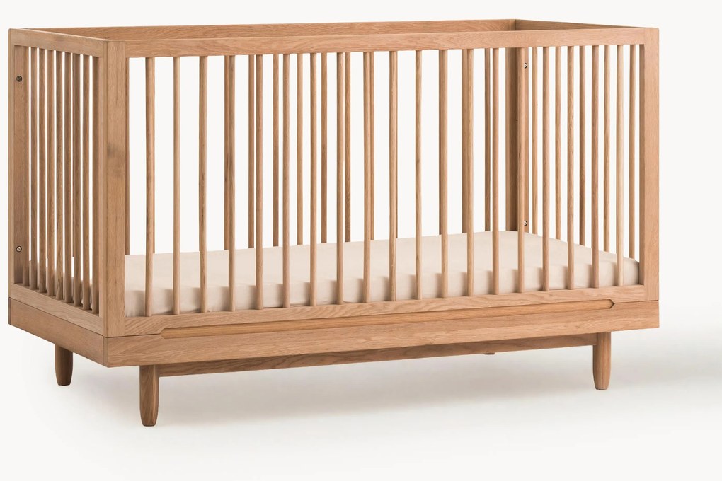 Lettino per bambini regolabile in altezza in legno di quercia Pure, 70 x 140 cm