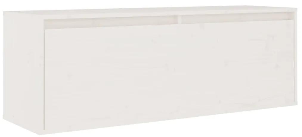 Pensile bianco 100x30x35 cm in legno massello di pino