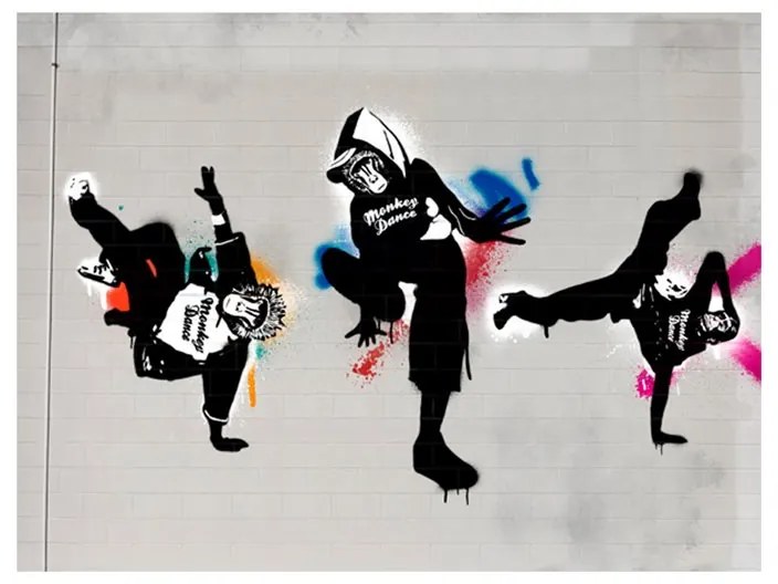 Fotomurale  Monkey dance  street art  Colore Nero, Dimensioni e Misure 200x154