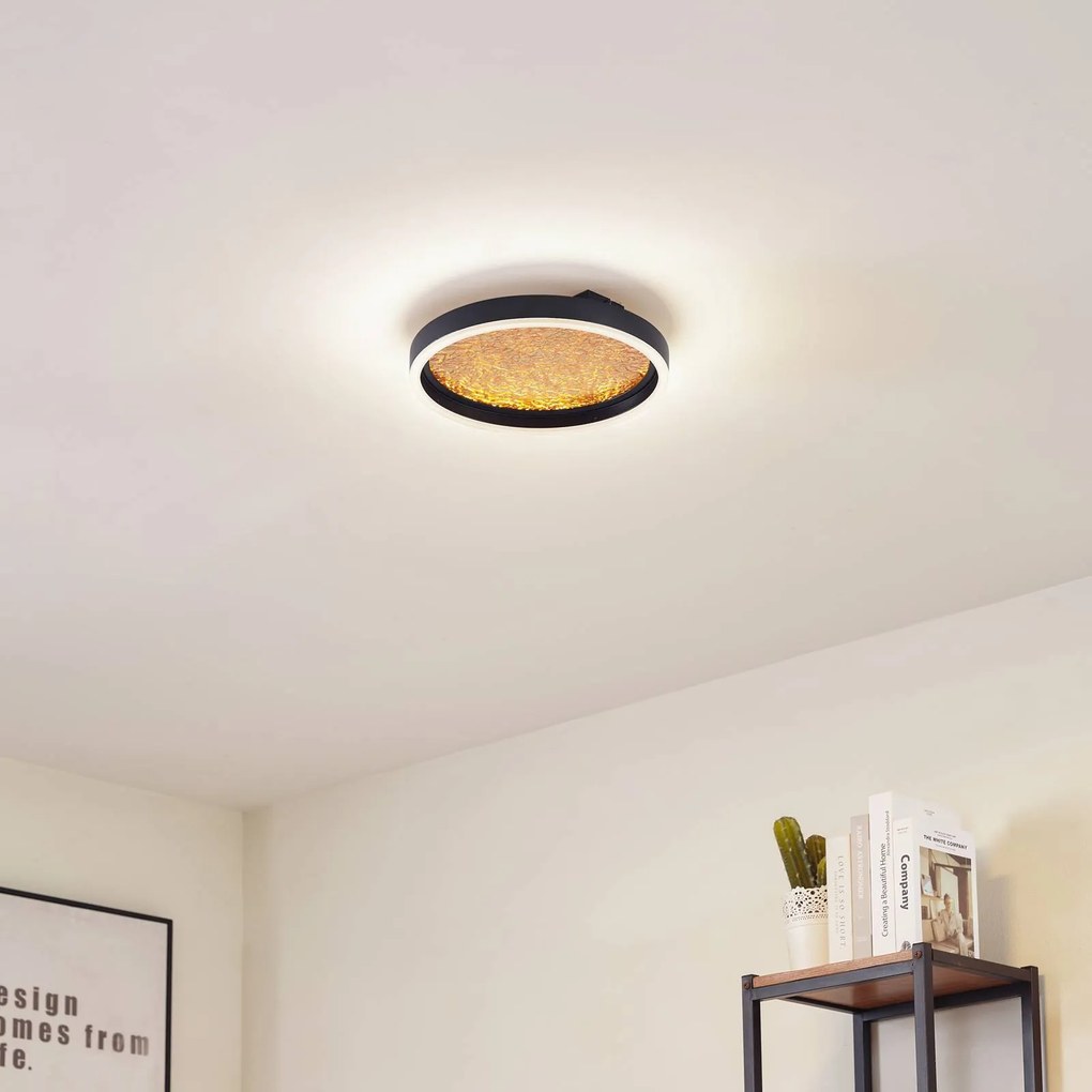 Plafoniera a LED Menulis Lucande, dimmerabile, Nero, Soggiorno / Sala da pranzo, Plastica, Moderno, Plafoniera LED