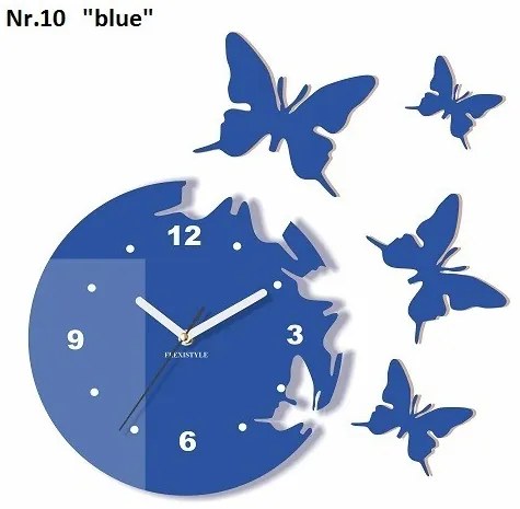 Orologio da parete decorativo con farfalle volanti Blu