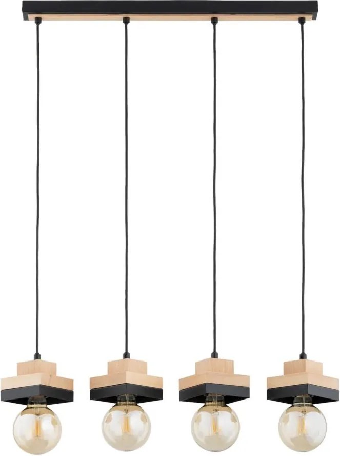 Lampada sospesa a cavo MIKO 4xE27/15W/230V nero/beige